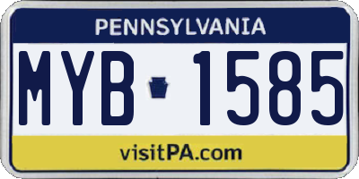 PA license plate MYB1585