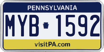 PA license plate MYB1592