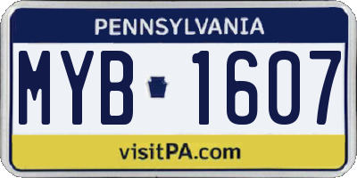 PA license plate MYB1607