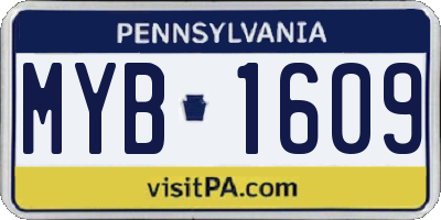 PA license plate MYB1609