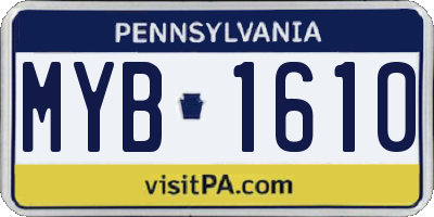 PA license plate MYB1610