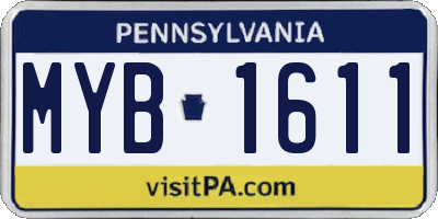 PA license plate MYB1611