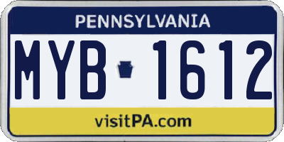PA license plate MYB1612