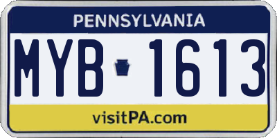 PA license plate MYB1613