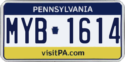 PA license plate MYB1614
