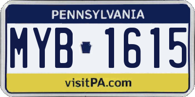 PA license plate MYB1615
