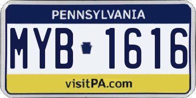PA license plate MYB1616