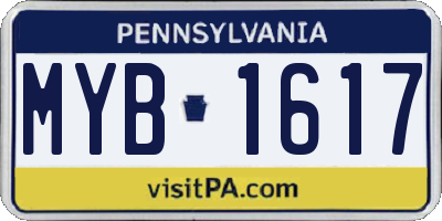PA license plate MYB1617