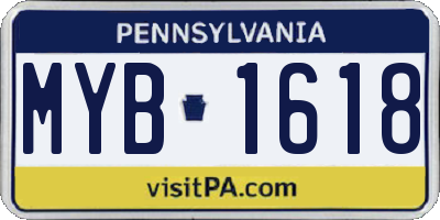 PA license plate MYB1618