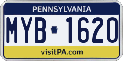 PA license plate MYB1620