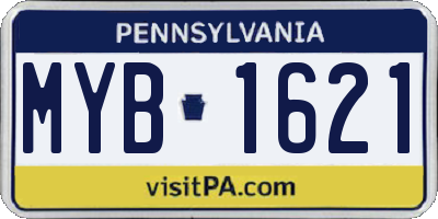 PA license plate MYB1621