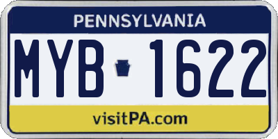 PA license plate MYB1622