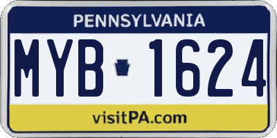 PA license plate MYB1624