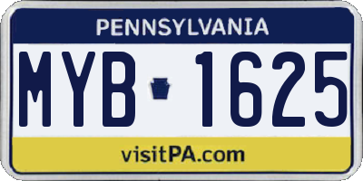 PA license plate MYB1625