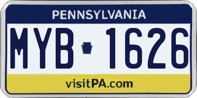 PA license plate MYB1626