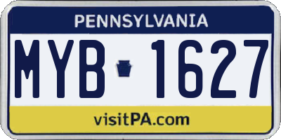 PA license plate MYB1627