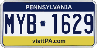 PA license plate MYB1629