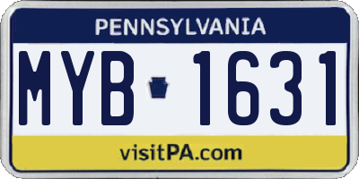 PA license plate MYB1631
