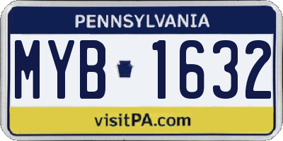PA license plate MYB1632