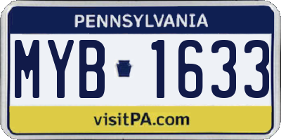 PA license plate MYB1633