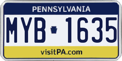PA license plate MYB1635