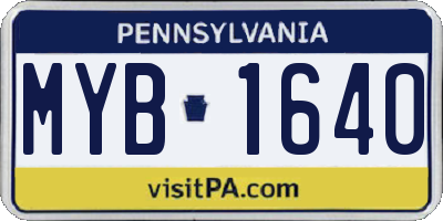 PA license plate MYB1640