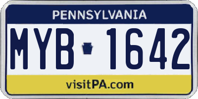 PA license plate MYB1642