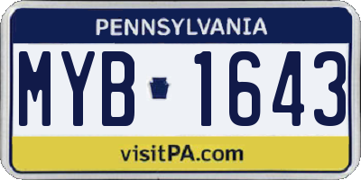 PA license plate MYB1643