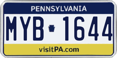 PA license plate MYB1644