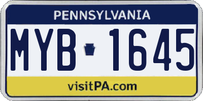 PA license plate MYB1645