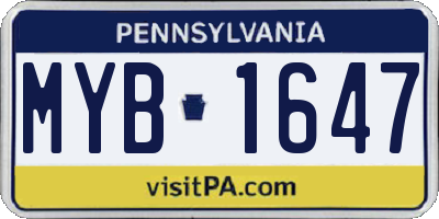 PA license plate MYB1647