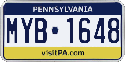 PA license plate MYB1648