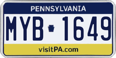 PA license plate MYB1649