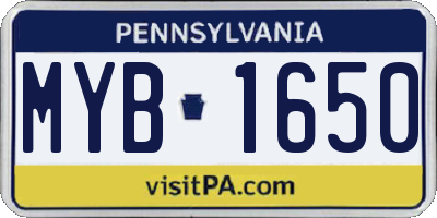 PA license plate MYB1650