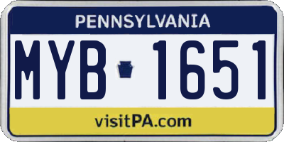 PA license plate MYB1651