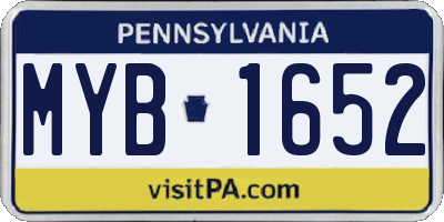 PA license plate MYB1652