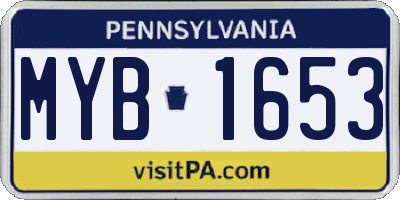 PA license plate MYB1653