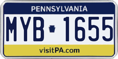 PA license plate MYB1655