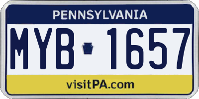 PA license plate MYB1657