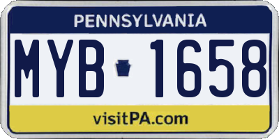 PA license plate MYB1658