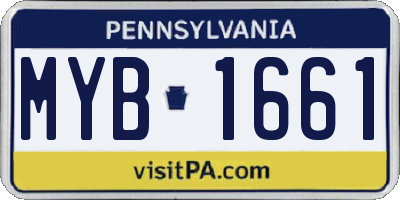 PA license plate MYB1661