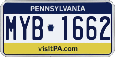 PA license plate MYB1662