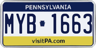 PA license plate MYB1663