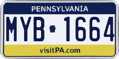 PA license plate MYB1664
