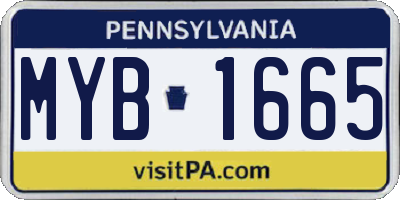PA license plate MYB1665