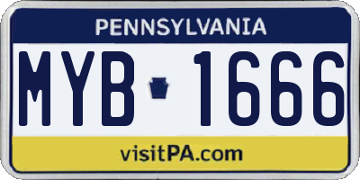 PA license plate MYB1666