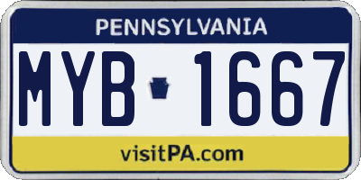 PA license plate MYB1667