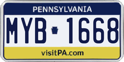 PA license plate MYB1668