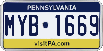 PA license plate MYB1669