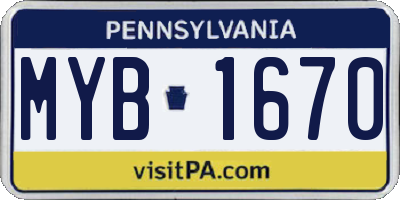 PA license plate MYB1670